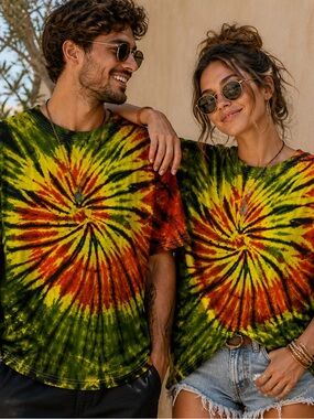Rhea Tie Dye T-Shirt NWT Handmade 100% Cotton Boho Festival Tee XL